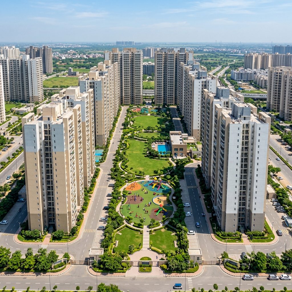 Ajnara Le Garden aerial view, Sector 16